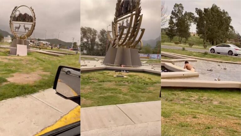 Escándalo en San Luis: Un hombre se bañó desnudo en un monumento emblemático