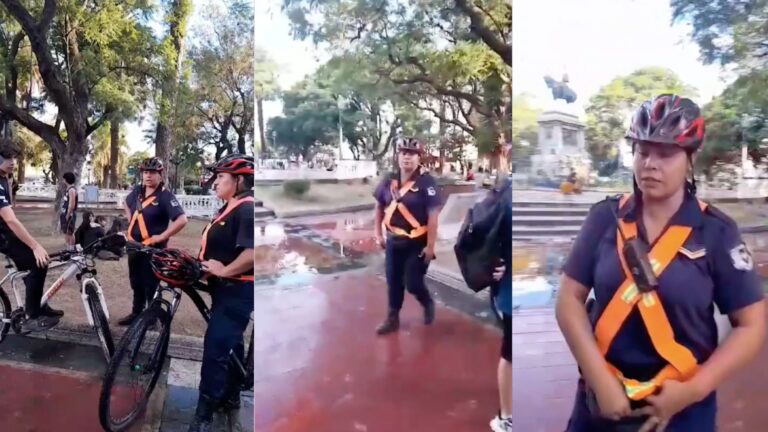 Una Policía maltrató a un grupo de artistas callejeros en la Plaza Pringles