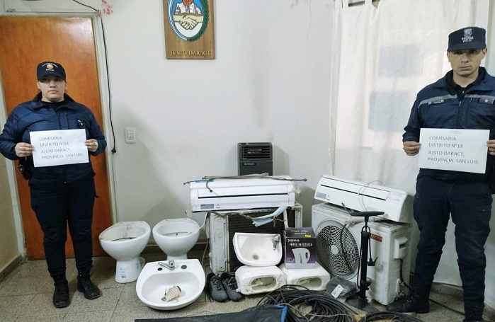 Justo Daract: la policía recuperó elementos robados del club Pringles