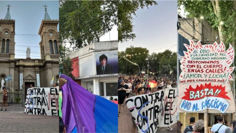 Protesta, repudio y pintadas: movilización contra el gobierno de Milei en Villa Mercedes