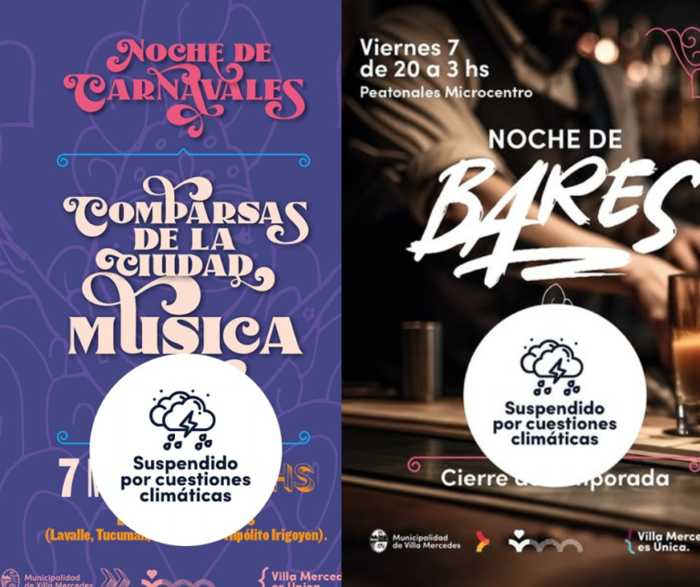 ⚠️ Actividades suspendidas por cuestiones climáticas ⚠️