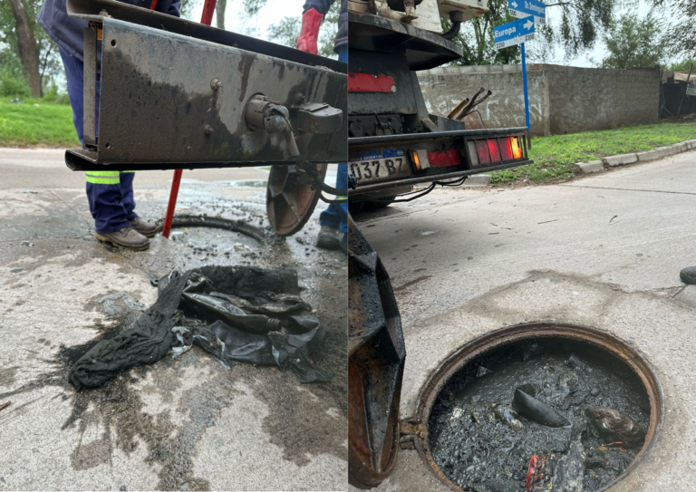 Cloacas: Encuentran gran cantidad de grasa, una cámara de vehículo y trozos de goma espuma